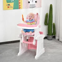 HOMCOM HDPE 3-in-1 Baby Booster High Chair Pink(m-10)
