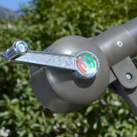 Outsunny 2.7m Garden Banana Parasol Cantilever Umbrella with Crank Handle, Double Tier Canopy and Cross Base for Outdoor, Hanging Sun Shade, Beige(m-8)