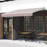 Outsunny Window Awning Canopy Garden Shelter w/ Hand Crank (3 x 2m, Coffee) Outdoor Door Wall Mounted Yard Patio Cover(m-8)