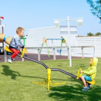 Outsunny 360° Rotating Kids Seesaw Metal Teeter-Totter Children Playground Equipment for Indoors and Outdoors, for Ages 3-7 years, Yellow(m-2)