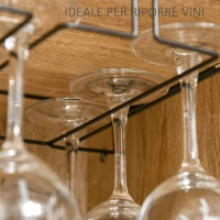 HOMCOM Wine Cabinet for 12 Bottles, Freestanding Wine Rack Sideboard Serving Bar with Glass Holders, Brown(m-8)