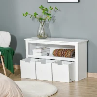 HOMCOM Storage Cabinet Display Rack Shelving Unit Chest with 3 Drawers for Entryway, Bedroom, Living room, Playroom, White(m-6)
