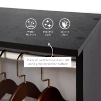 HOMCOM Double Mobile Open Wardrobe With Clothes Hanging Rails Storage Shelves Organizer Bedroom Furniture - Black(m-4)