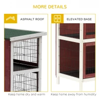 PawHut Rabbit Hutch Outdoor 2-Tier Guinea Pig Cage Bunny House Cage with No-Leak Trays for Indoor and Outdoor, 136 x 50 x 93cm(m-7)