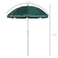 Outsunny 2.2M Tilt Beach Umbrella Sun Parasol Outdoor Shading Garden Shelter Green(m-3)