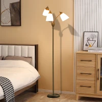 HOMCOM Arc Tree Floor Lamp with 3 Adjustable Rotating Lights, for Bedroom Living Room, Industrial Standing Lamp with Steel Frame, 155cm, Black(m-12)