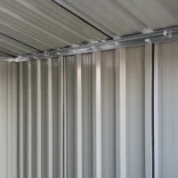 Outsunny 5ft× 4.3ft Outdoor Storage Shed, Tool Storage Shed with Sliding Door, Sloped Roof and Floor Foundation for Garden, Backyard, Patio, Lawn, Grey(m-9)