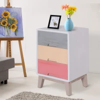 HOMCOM Wooden 3 Chest of Drawers Cabinet Storage Stand Bedside Telephone Table Night Stand Multi-coloured 30D x 51H x 34Wcm(m-2)