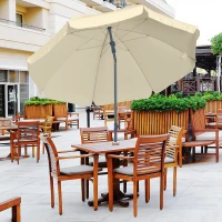 Outsunny 2.2M Tilt Beach Umbrella Sun Parasol Outdoor Shading Garden Shelter Cream White(m-9)