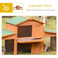 PawHut Large Rabbit Hutch and Run Guinea Pig Hutch Ferret Cage Wooden Outdoor 215 x 63 x 100 cm(m-6)