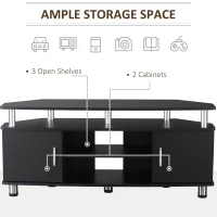 HOMCOM TV Unit Cabinet for TVs up to 55 Inches with Storage Shelves and Cupboard, Entertainment Center for Living Room, Black(m-4)