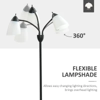 HOMCOM Arc Tree Floor Lamp with 3 Adjustable Rotating Lights, for Bedroom Living Room, Industrial Standing Lamp with Steel Frame, 155cm, Black(m-5)