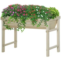 Outsunny Raised Garden Bed, Wooden Elevated Planter Box for Backyard, Patio to Grow Vegetables, Herbs, and Flowers, 108.5cmx60cmx80cm(m-11)