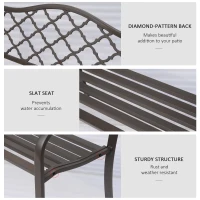 Outsunny  Outdoor Garden Bench Antique Style Cast Iron 2 Seater Patio Porch Park Loveseat Chair Seater - Brown(m-5)