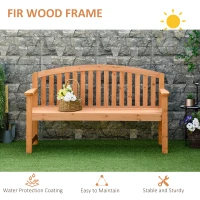 Outsunny 3 Seater Wooden Garden Bench with Armrest, Outdoor Furniture for Park, Balcony, Orange(m-5)