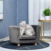 PawHut Dog Sofa for Miniature Sized Dogs, Luxury Tub Shaped Pet Couch with Soft Cushion, Kitten Bed Lounge with Wood Frame - Grey(m-10)