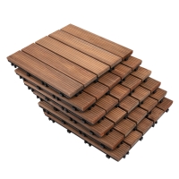 Outsunny 27 Pcs Solid Wood Interlocking Decking Tiles For Patio, Balcony, Roof Terrace, Hot Tub（30 x 30 cm Per Piece）