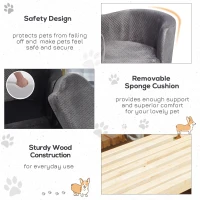 PawHut Dog Sofa for Miniature Sized Dogs, Luxury Tub Shaped Pet Couch with Soft Cushion, Kitten Bed Lounge with Wood Frame - Grey(m-5)