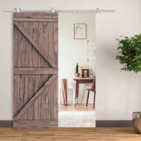 HOMCOM Wooden Sliding Door Kit Stainless Steel Smooth Operation Hardware Track Kit System Unit For Single Door 2000mm(m-10)