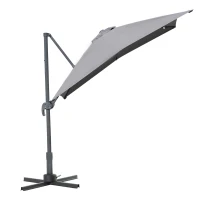 Outsunny 2.5 x 2.5m Patio Offset Parasol Umbrella Cantilever Hanging Sun Shade Canopy Shelter 360° Rotation with Cross Base - Grey(m-11)