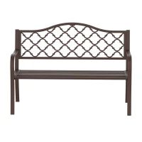 Outsunny  Outdoor Garden Bench Antique Style Cast Iron 2 Seater Patio Porch Park Loveseat Chair Seater - Brown(m-11)