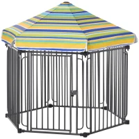 PawHut Heavy-Duty Outdoor Pet Cage Kennel w/ Weather-Resistant Polyester Roof Locking Door Metal Frame 119H x 122L x 105Wcm(m-11)