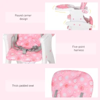 HOMCOM HDPE 3-in-1 Baby Booster High Chair Pink(m-7)