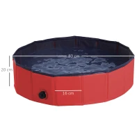 PawHut Foldable Dog Paddling Pool Pet Cat Swimming Pool Indoor/Outdoor Collapsible Summer Bathing Tub Shower Tub Puppy Washer (Φ80 × 20H cm, Red)(m-3)