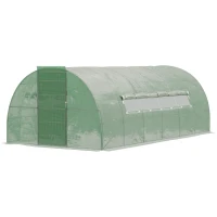 Outsunny Large Walk-In Greenhouse, Plant Gardening Tunnel Hot House with Metal Hinged Door, Galvanised Steel Frame & Mesh Windows (3 x 6M)(m-10)
