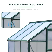 Outsunny Clear Polycarbonate Greenhouse Large Walk-In Green House Garden Plants Grow Galvanized Base Aluminium Frame w/ Slide Door (6 x 6ft)(m-7)