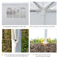 Outsunny 6 x 3(m) Gazebo Canopy Party Tent with 4 Removable Side Walls for Outdoor Event with Windows and Doors, White(m-6)