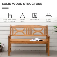 Outsunny 2-Seater Wooden Garden Bench Outdoor Patio Loveseat for Yard, Lawn, Porch, Natural(m-6)