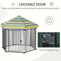 PawHut Heavy-Duty Outdoor Pet Cage Kennel w/ Weather-Resistant Polyester Roof Locking Door Metal Frame 119H x 122L x 105Wcm(m-5)