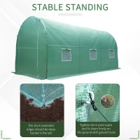 Outsunny 4 x 2 x 2 m Polytunnel Greenhouse with Roll-up Door and 6 Mesh Windows, Walk-in Garden Tunnel Warm House Tent with UV-resistant PE Cover and Galvanised Steel Frame, Green(m-4)