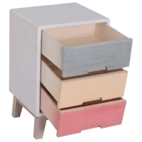 HOMCOM Wooden 3 Chest of Drawers Cabinet Storage Stand Bedside Telephone Table Night Stand Multi-coloured 30D x 51H x 34Wcm(m-5)