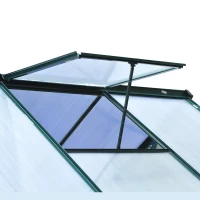 Outsunny Clear Polycarbonate Greenhouse Large Walk-In Green House Garden Plants Grow Galvanized Base Aluminium Frame w/ Slide Door (6 x 6ft)(m-10)