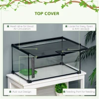 PawHut Glass Reptile Terrarium Insect Breeding Tank Vivarium Habitats with Thermometer for Lizards, Horned Frogs, Snakes, Spiders - Medium 50 x 30 x 25cm(m-5)