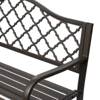 Outsunny  Outdoor Garden Bench Antique Style Cast Iron 2 Seater Patio Porch Park Loveseat Chair Seater - Brown(m-8)