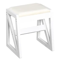 HOMCOM Dressing Table Set with Flip Top Mirror and Cushioned Stool, Makeup Vanity Table Writing Desk with Storage Grids for Bedroom, White(m-8)