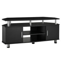 HOMCOM TV Unit Cabinet for TVs up to 55 Inches with Storage Shelves and Cupboard, Entertainment Center for Living Room, Black(m-1)