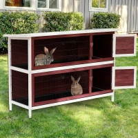 PawHut Rabbit Hutch Outdoor 2-Tier Guinea Pig Cage Bunny House Cage with No-Leak Trays for Indoor and Outdoor, 136 x 50 x 93cm(m-10)