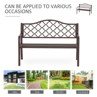 Outsunny  Outdoor Garden Bench Antique Style Cast Iron 2 Seater Patio Porch Park Loveseat Chair Seater - Brown(m-6)
