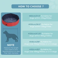 PawHut Foldable Dog Paddling Pool Pet Cat Swimming Pool Indoor/Outdoor Collapsible Summer Bathing Tub Shower Tub Puppy Washer (Φ80 × 20H cm, Red)(m-8)
