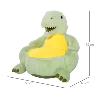 HOMCOM Animal Kids Sofa Chair Cartoon Cute Dinosaur Multi-functional Stuffed with Armrest Flannel PP Cotton 60 x 55 x 59cm Green(m-3)