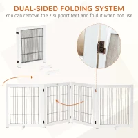 PawHut Freestanding Folding Pet Gate 4 Panels Dog Puppy Barrier with Support Feet(m-5)
