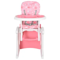 HOMCOM HDPE 3-in-1 Baby Booster High Chair Pink(m-8)