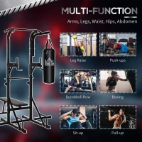HOMCOM Home Gym Power Tower with Bench and Punching Bag, Multi-Function Adjustable Dip Sit Up Workout Station Equipment Heavy Duty for Home(m-7)