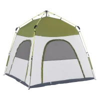 Outsunny 4 Person Automatic Camping Tent, Outdoor Pop Up Tent, Portable Backpacking Dome Shelter, Green(m-1)