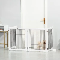 PawHut Freestanding Folding Pet Gate 4 Panels Dog Puppy Barrier with Support Feet(m-2)