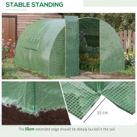 Outsunny Large Walk-In Greenhouse, Plant Gardening Tunnel Hot House with Metal Hinged Door, Galvanised Steel Frame & Mesh Windows (3 x 4M)(m-5)
